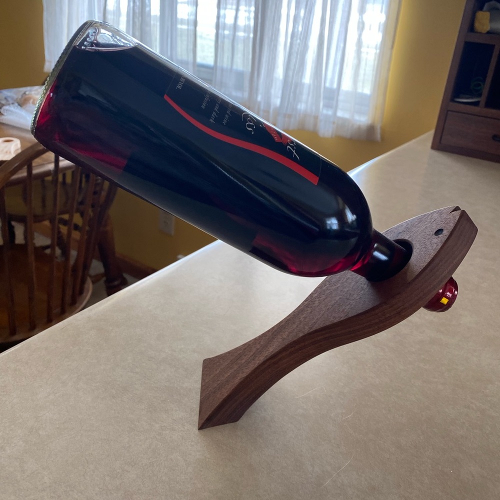 Beautiful handmade wood magical wine bottle holder
